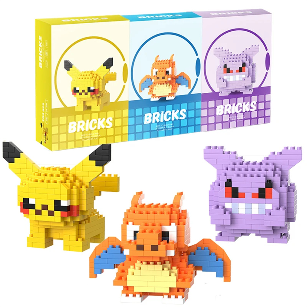 Model Kit Ikaruga - Blocos de Construção Micro Pokemon Pikachu