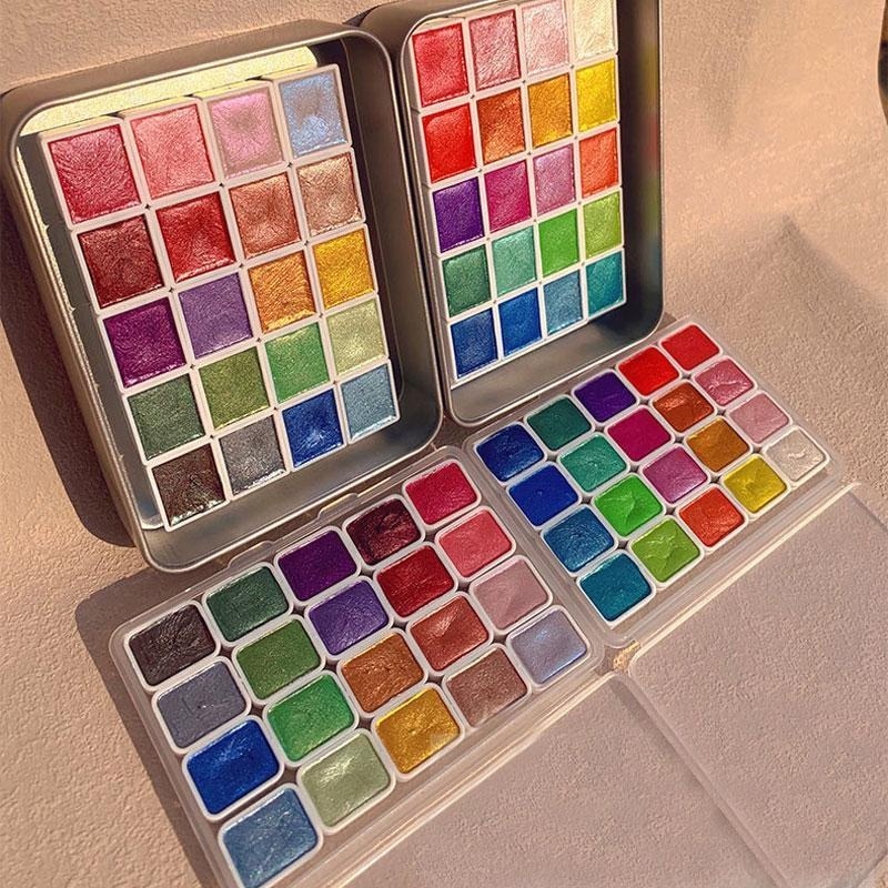Metallic Paint Set - Tintas peroladas portáteis 20 cores sólidas