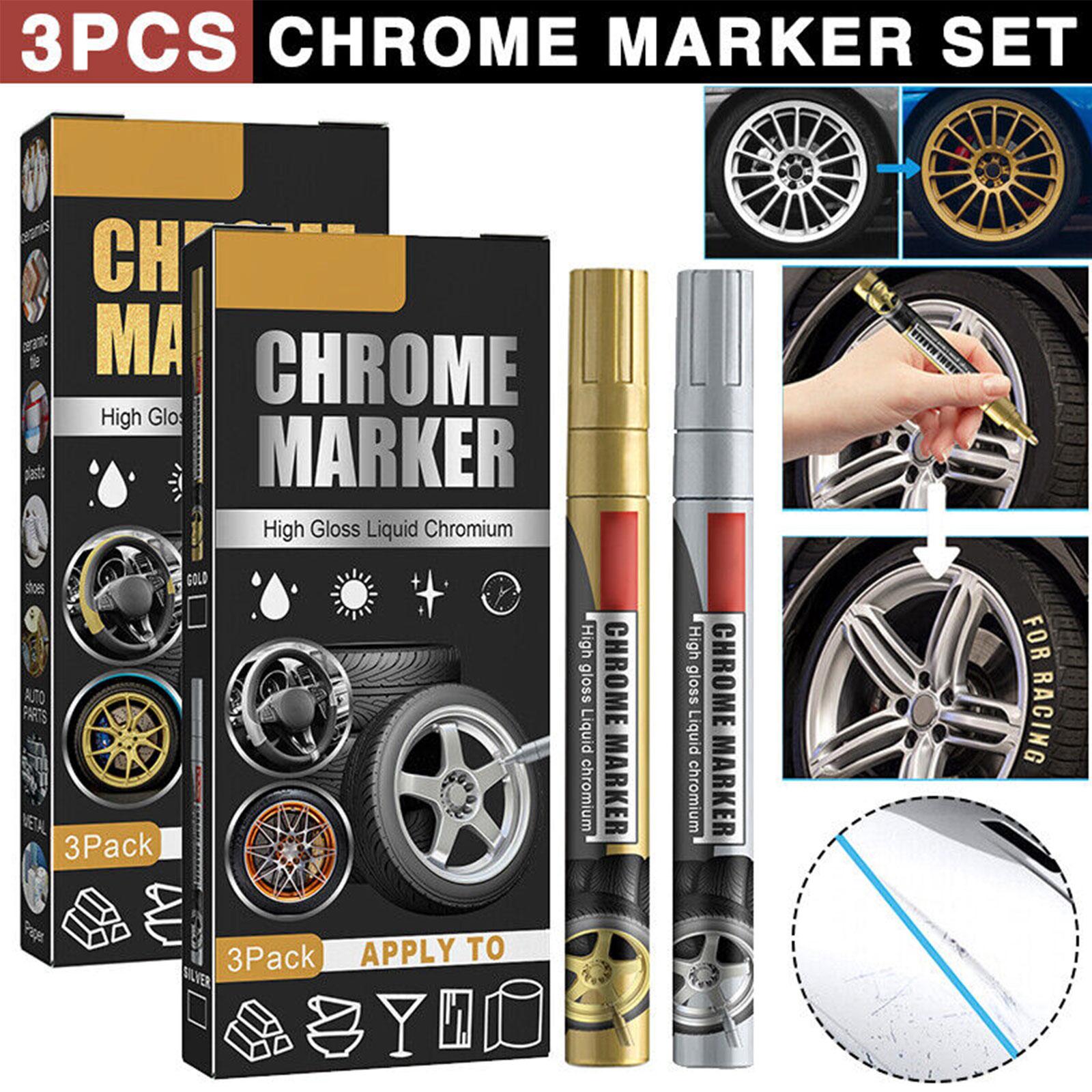 3 pçs/set cromo marcador canet - Metallic Paint Set avaliação e preço